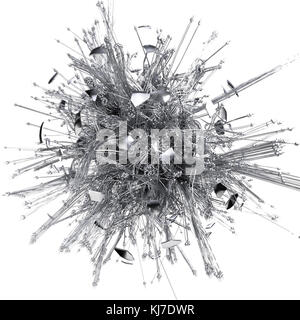 Collapsing abstract triangles 3D black and white. 3d rendering Stock Photo