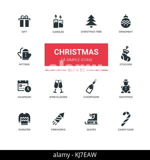 Holidays theme, Christmas - line design icons set Stock Vector
