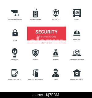 Business concept, security - line design icons set Stock Vector