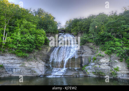 She-Qua-Ga Falls, Finger Lakes, New York. Also known as Montour Falls. She-Qua-Ga Falls (Shequaga Falls) is said to be the Native American name for th Stock Photo