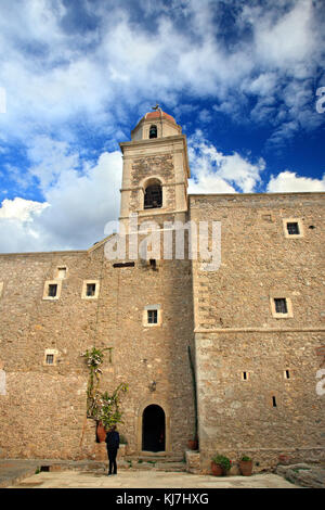 Toplou monastery, close to famous Vai beach, Sitia, Lasithi prefecture, Crete, Greece. Stock Photo