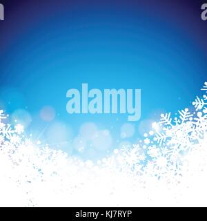Vector Illustration on a Christmas Theme with Snowflakes on Shiny Blue Background. Stock Vector