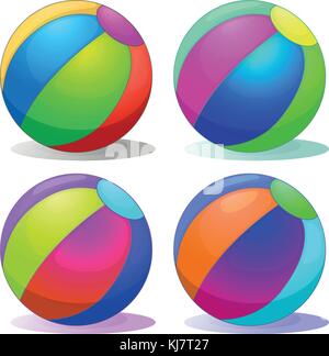 Illustration of the four colorful inflatable balls on a white background Stock Vector