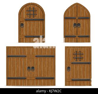 Old wooden door vector illustration isolated on white background Stock ...