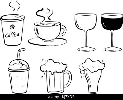 Illustration of the different kinds of drinks on a white background Stock Vector