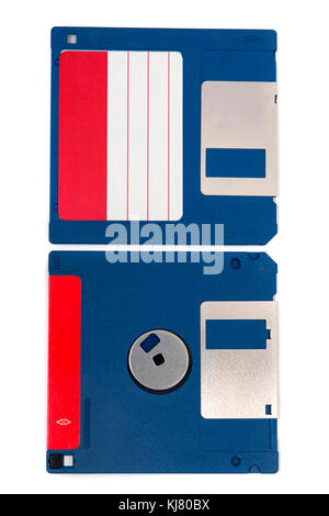 computer floppy disk, front and back view, isolated on a white background. Stock Photo