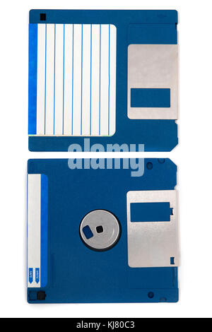 computer floppy disk, front and back view, isolated on a white background. Stock Photo