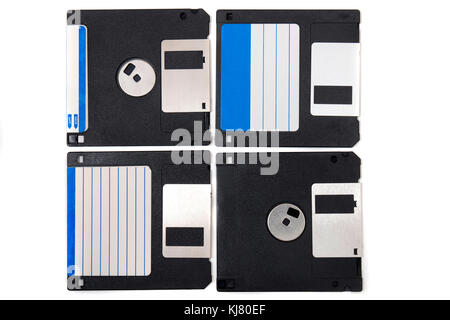 computer floppy disks, front and back view, isolated on a white background. Stock Photo