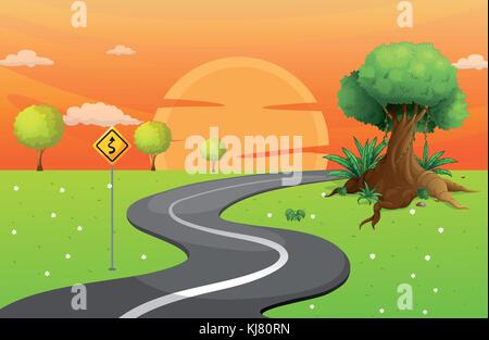 Illustration of a winding road Stock Vector