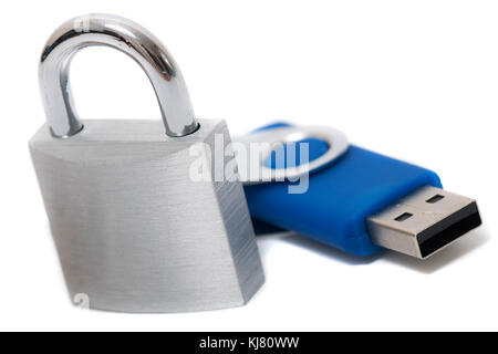 usb disk security concept isolated on a white background. Stock Photo