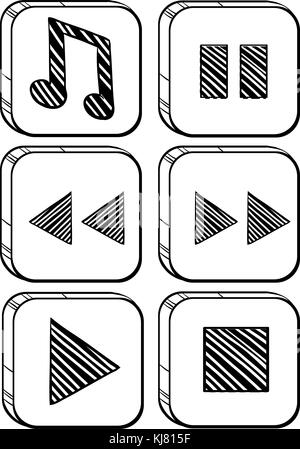 Illustration of the six different buttons on a white background Stock Vector