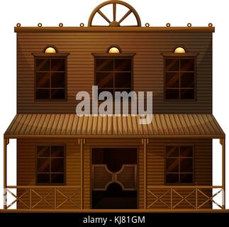 Illustration of a wooden Mexican bar on a white background Stock Vector