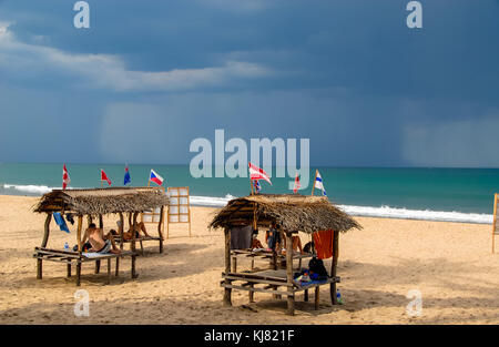 Bench at beach in Trincomalee, Sri Lanka Stock Photo
