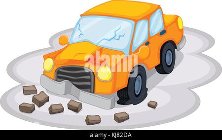 Illustration of a car accident on a white background Stock Vector