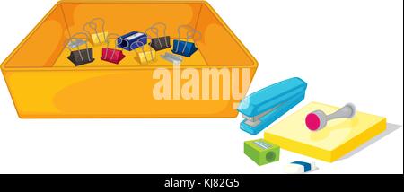 Illustration of the different school and office supplies on a white background Stock Vector
