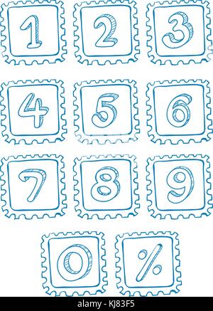 Illustration of the numbers inside the squares on a white background Stock Vector