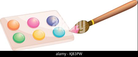 Illustration of a water color with paint brush on a white background Stock Vector