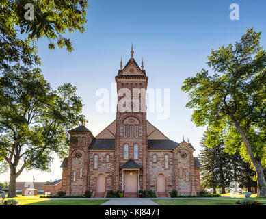 Mormon Tabernacle, historic church in Paris, Bear Lake Valley, Oregon Trail Bear Lake Scenic Byway, Idaho, USA Stock Photo