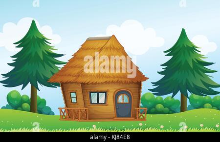 Illustration of a native house in the hill Stock Vector