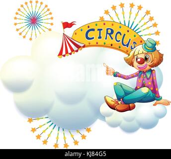 Illustration of a clown near the circus tent on a white background ...