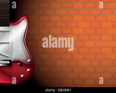 Illustration of a guitar in front of a brick wall Stock Vector