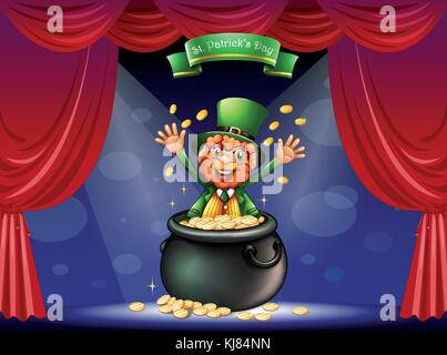 Illustration of a man in a pot at the center of the stage Stock Vector