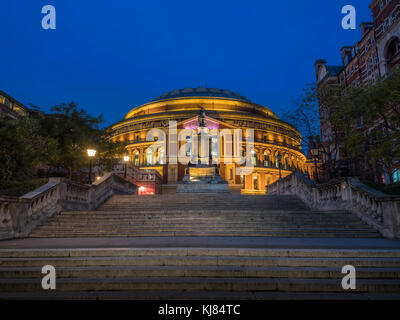 Queen Elizabeth II Diamond Jubilee Steps, Royal Albert Hall, London, UK at dusk