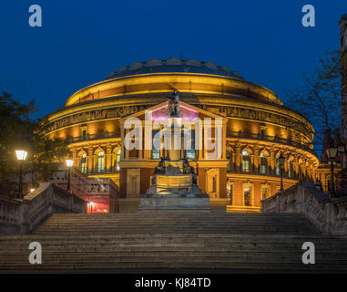 Queen Elizabeth II Diamond Jubilee Steps, Royal Albert Hall, London, UK at dusk Stock Photo