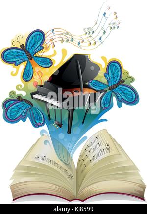 Illustration of a musical book on a white background Stock Vector