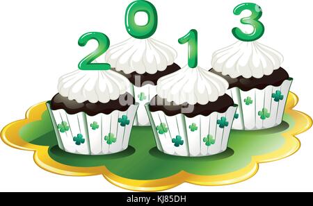 Illustration of the cupcakes for 2013 on a white background Stock Vector