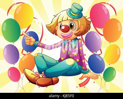 Illustration of a clown in the middle of the balloons Stock Vector ...