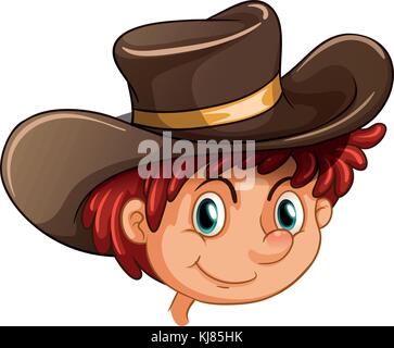 Illustration of an image of a boy wearing a hat on a white background Stock Vector
