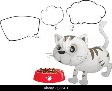Illustration of a cat and the empty bubble notes on a white background Stock Vector