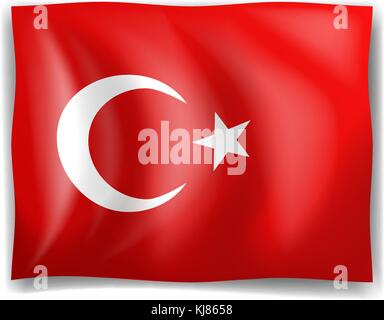 Illustration of the Turkish flag on a white background Stock Vector