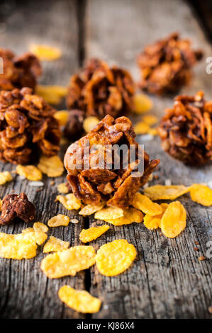 Selective focus on the front corn flakes cookie Stock Photo