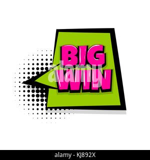 Big win comic text white background Stock Vector