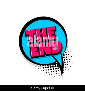 The end comic text white background Stock Vector