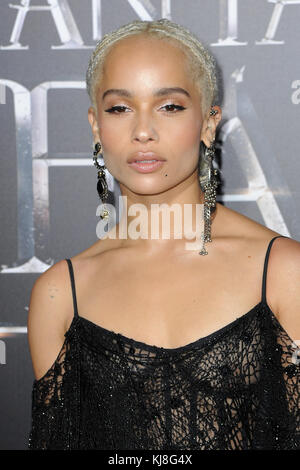 NEW YORK, NY - NOVEMBER 10: Zoe Kravitz attends the 'Fantastic Beasts And Where To Find Them' World Premiere at Alice Tully Hall, Lincoln Center on November 10, 2016 in New York City.   People:  Zoe Kravitz Stock Photo