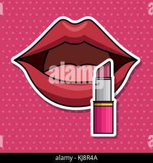 fashion lipss badges icon vector illustration graphic design Stock Vector