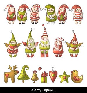 Set of different colored gnome icons Stock Vector