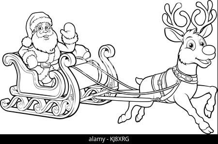 Santas Sledge with presents. Santa sleigh outline vector illustration ...