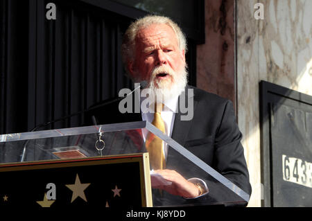 Nick Nolte attends the ceremony honoring him with a Star on The Hollywood Walk of Fame held on November 20, 2017 in Hollywood, California. Stock Photo