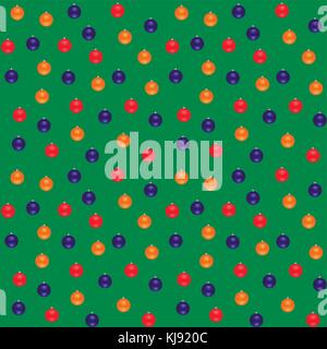 Color seamless pattern of red, orange, blue, yellow, green, pink Christmas balls on a colored background Stock Vector