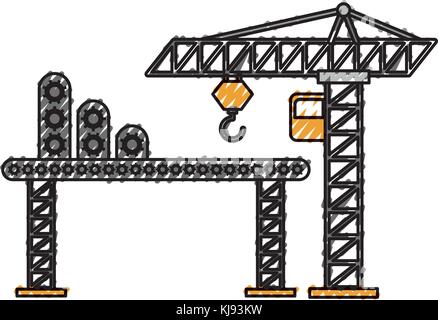 construction tower crane cabin scaffold equipment Stock Vector