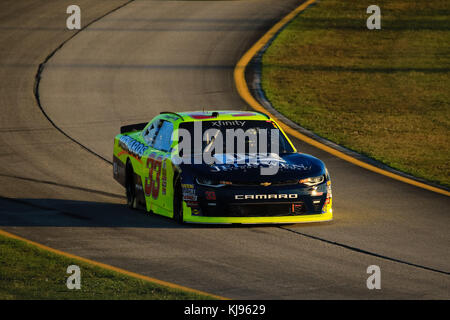 Homestead, Fla, USA. 17th Nov, 2017. Brandon Jones, driver of the (33) Jeld Wen/Menards Chevrolet, exits for the garage area during the 23rd Annual Ford EcoBoost 300 - NASCAR XFINITY Series - practice at the Homestead-Miami Speedway in Homestead, Fla. Mario Houben/CSM/Alamy Live News Stock Photo