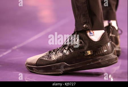 Los Angeles, CA, USA. 21st Nov, 2017. Lonzo Ball BBB shoes for the Chicago Bulls vs Los Angeles Lakers at Staples Center on November 21, 2017. (Photo by Jevone Moore/Cal Sport Media (Network Television please contact your Sales Representative for Television usage. Credit: csm/Alamy Live News Stock Photo
