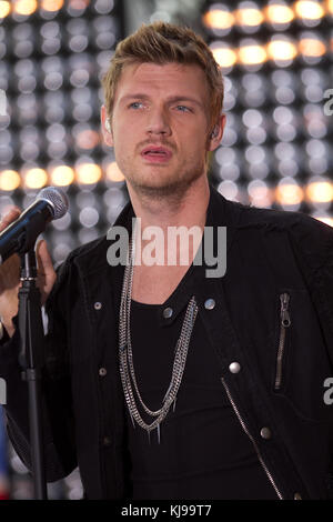 Singer Nick Carter of the Backstreet Boys performs on NBC's 'Today' at Rockefeller Center on June 3, 2011 in New York City. Stock Photo