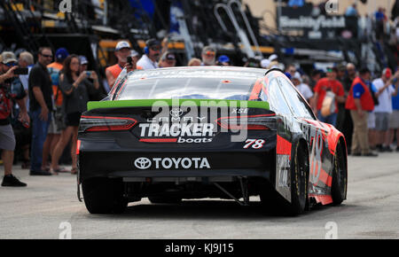 Homestead, Fla, USA. 18th Nov, 2017. Martin Truex Jr, driver of the (78) Bass Pro Shops/Tracker Boats Toyota, drives through the garage area during the 19th Annual Ford EcoBoost 400 - Monster Energy NASCAR Cup Series - practice at the Homestead-Miami Speedway in Homestead, Fla. Mario Houben/CSM/Alamy Live News Stock Photo