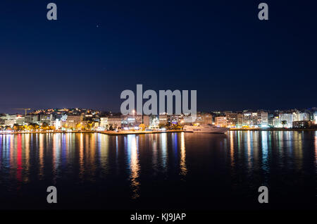 Piraeus Greece , view from the deck of a ferry of the largest port of Greece and one of the  biggest in the Mediterranean Sea. Stock Photo