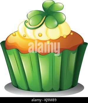 Illustration of a cupcake for St. Patrick's Day on a white background Stock Vector